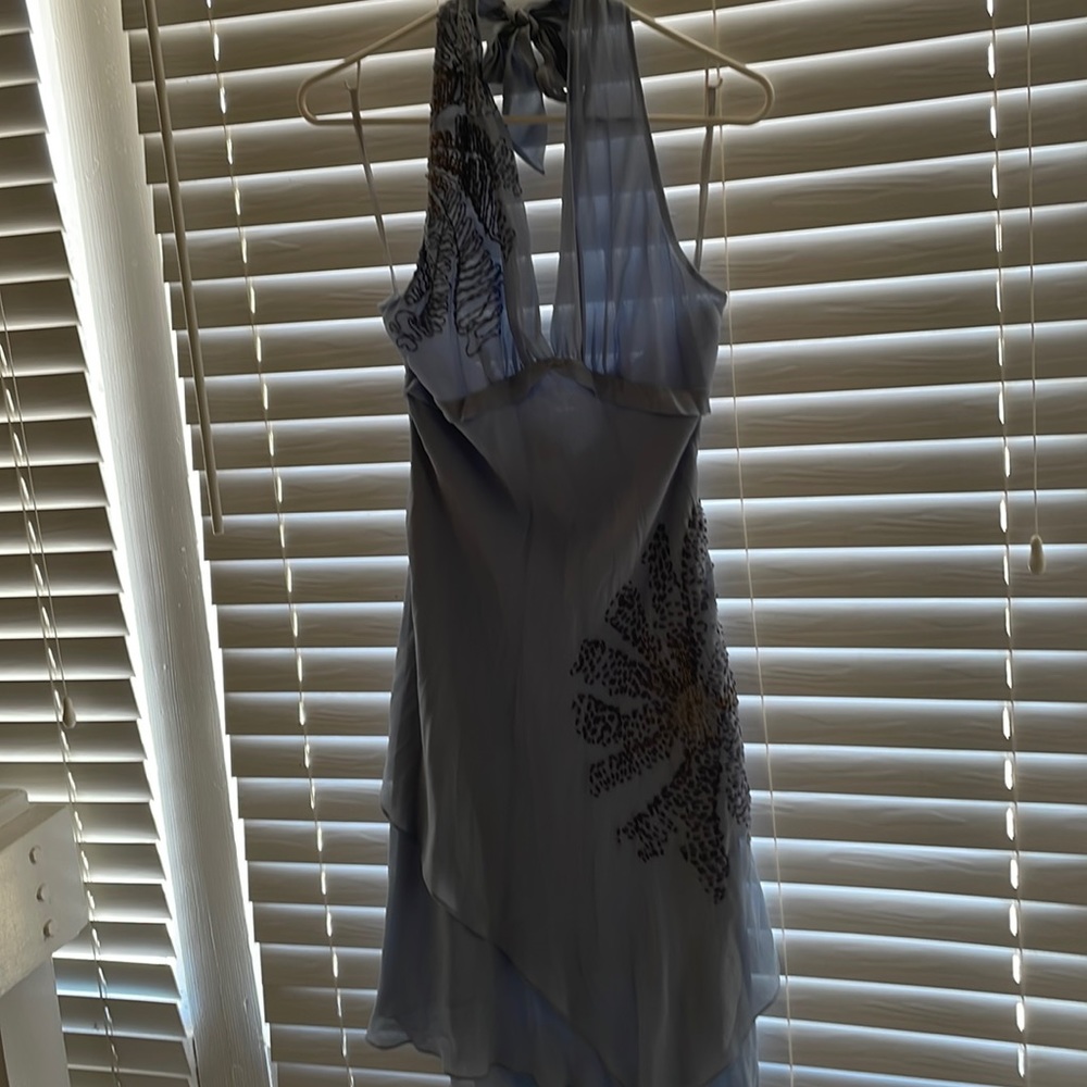 Bcbg halter silk embroidered dress